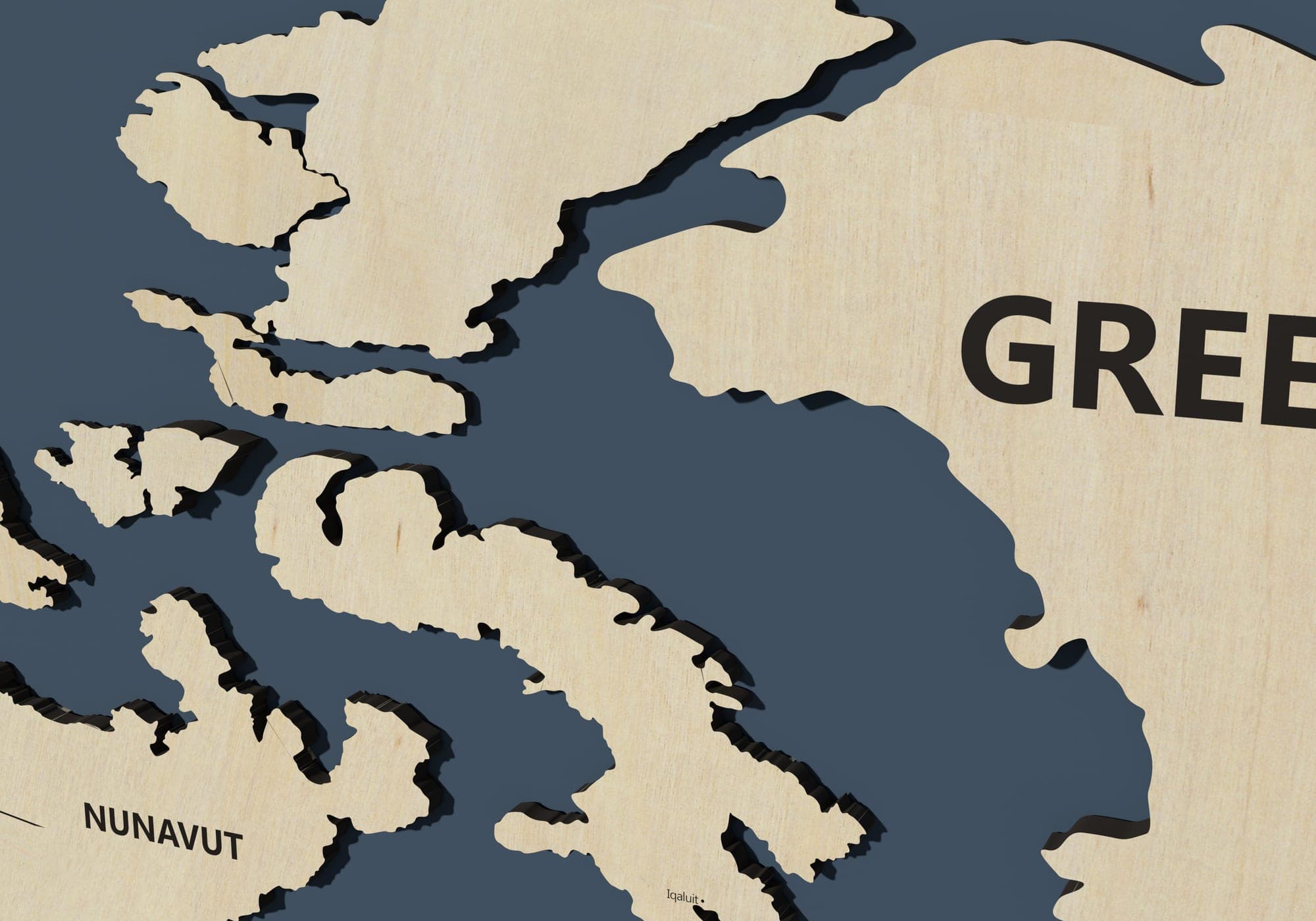 The layers of the map in birch close up