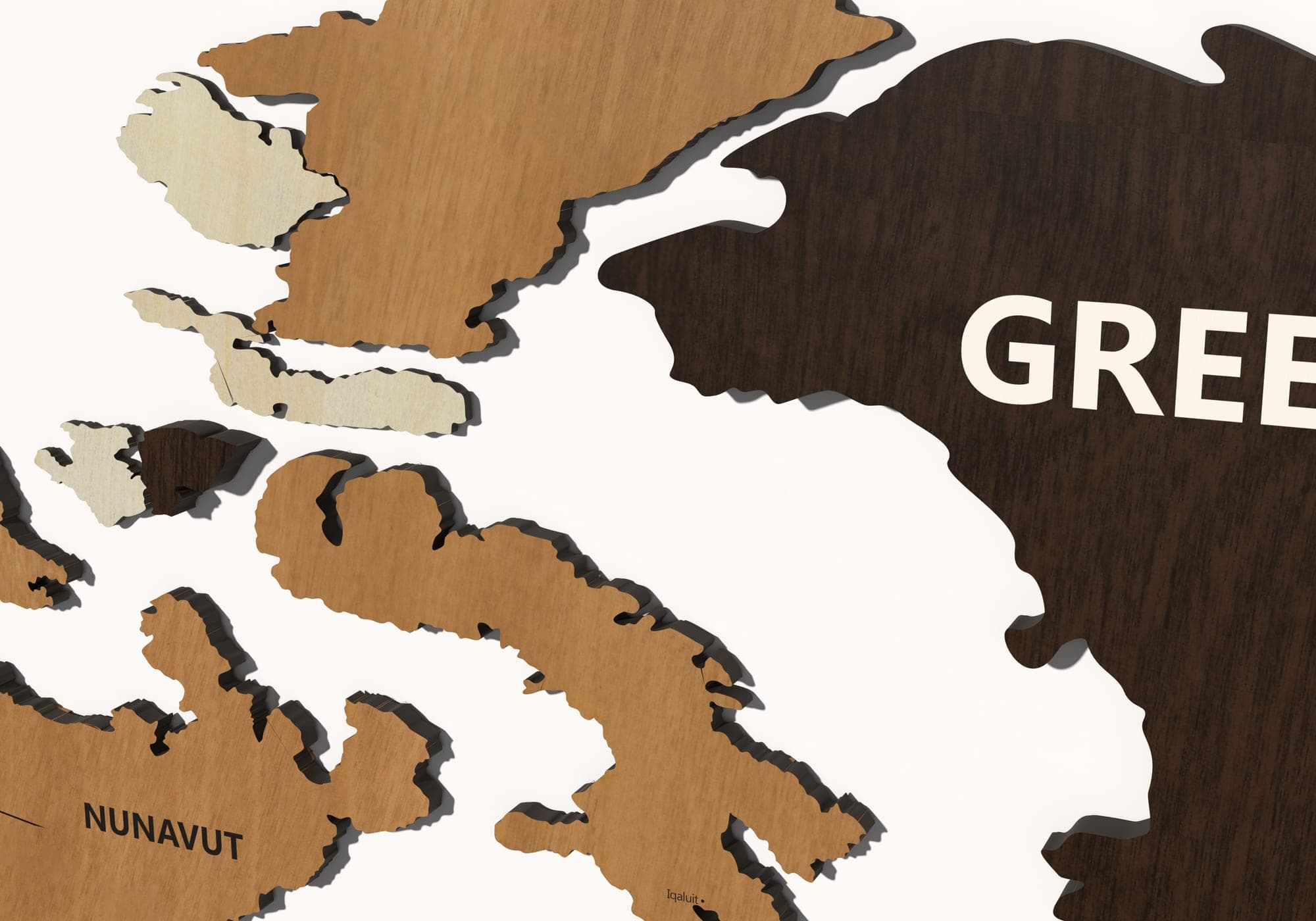 The layers of the map close up — the cut edges and the shadow between them