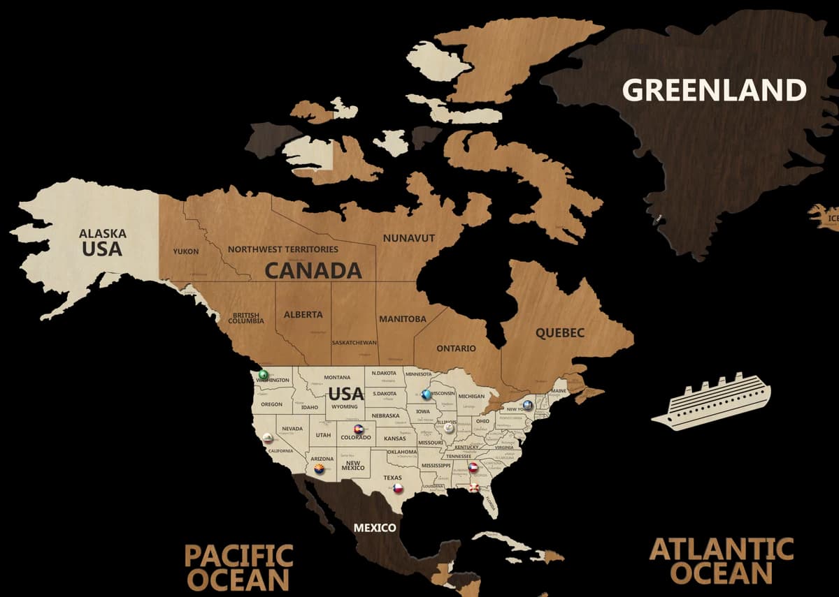 Odyssey — North America with state names, capitals and pin holes